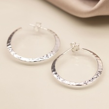 Sterling Silver Hammered Hoop Stud Earrings by Peace of Mind